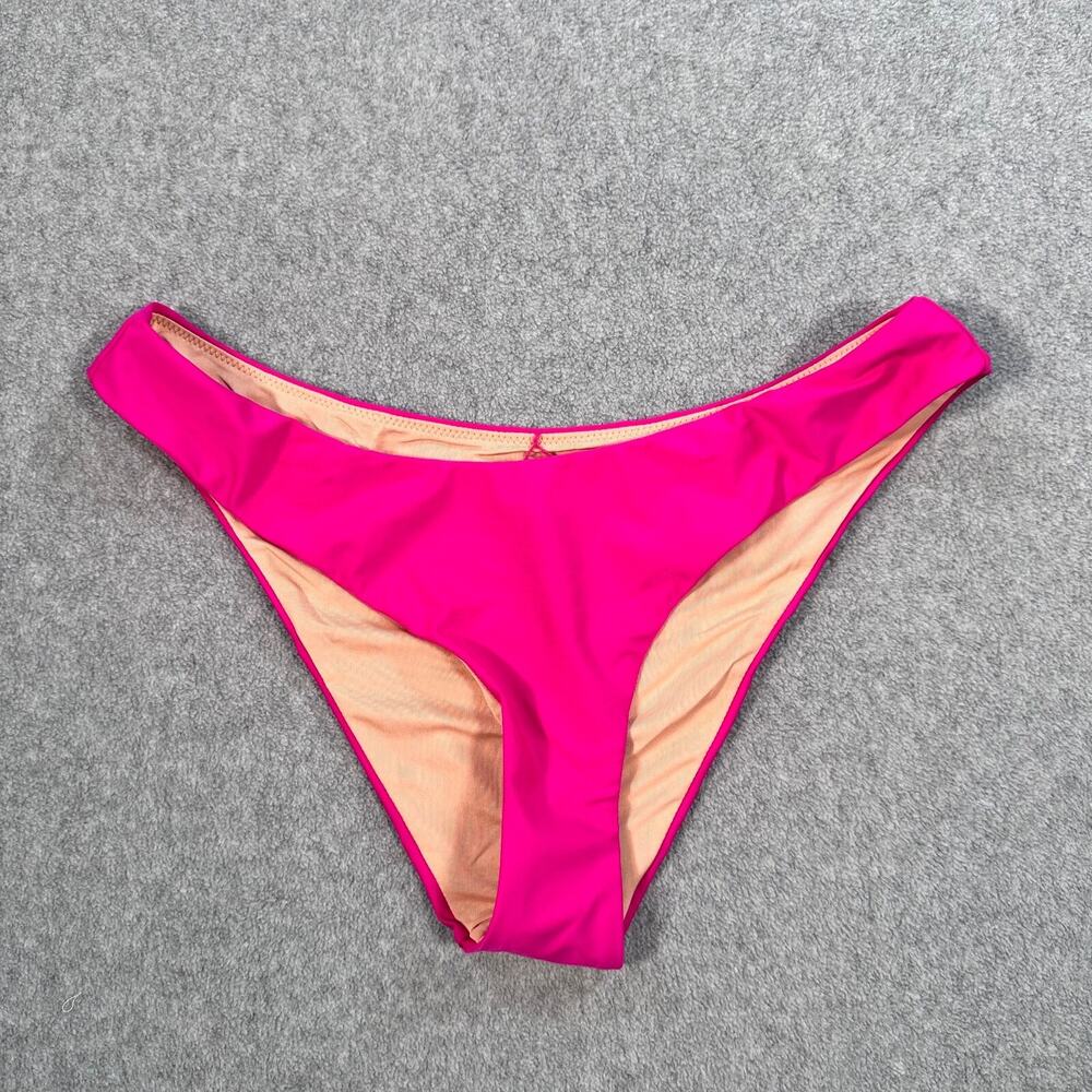 J. Crew Curved Waist Cheeky Bikini Bottom Women's Medium Bright Pink BC125 New